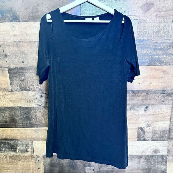 Chicos travelers skinny black cold shoulder to size 1 - Picture 1 of 8